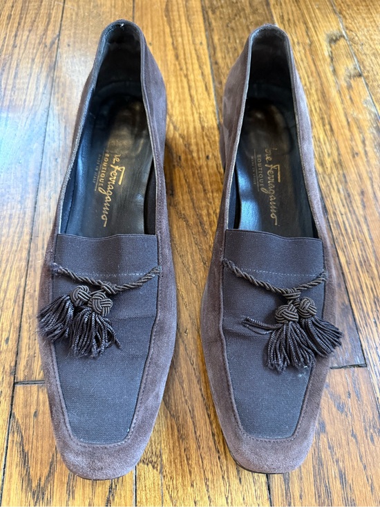 Salvatore Ferragamo Shoes - Salvatore Ferragamo Dark Brown Suede Tassel Loafers